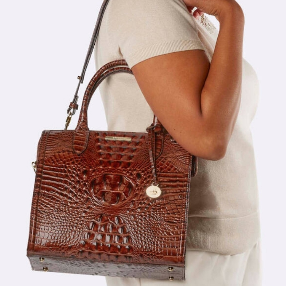 NWT 🌹Brahmin Caroline Handbag Dusty Blue Melbourne Collection leather - Picture 16 of 16